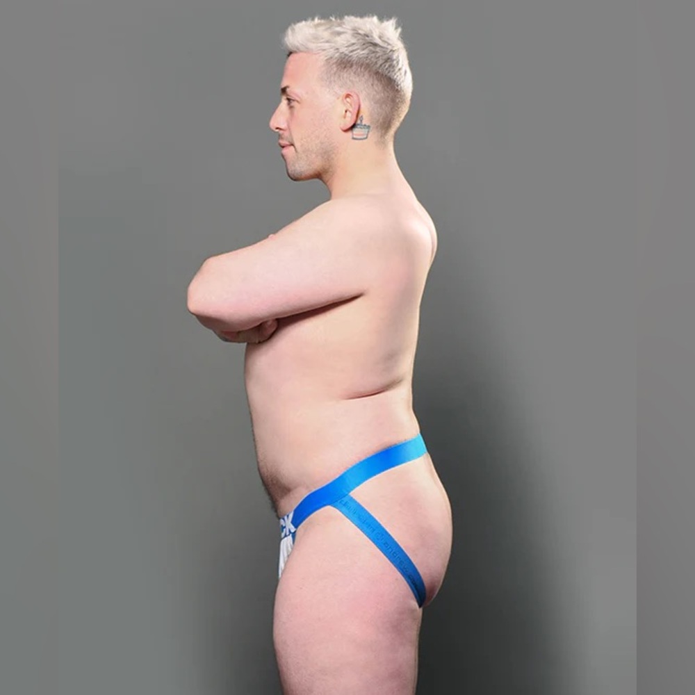 Andrew Christian jock THICK white cyan blue 31 32 33 34 35 36 37 38 gay queerNWT - Picture 11 of 16